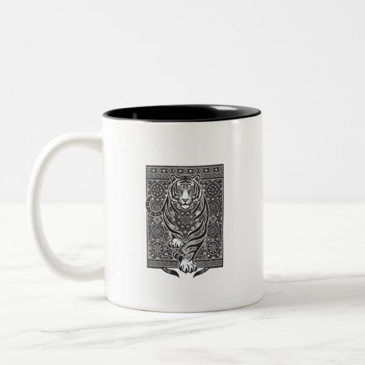 Tasse 2 Couleurs Patchwork Mandala Tigre (Gauche)