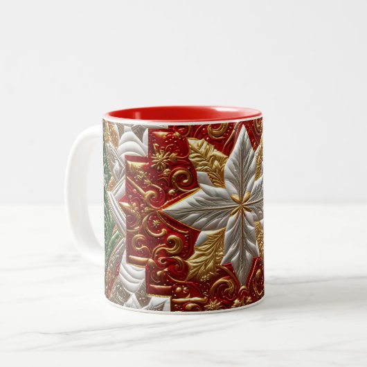 TASSE 2 COULEURS PATCHWORK ~ MOTIF DE NOËL ~ (Devant gauche)