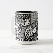 Tasse 2 Couleurs Patchwork motif noir et blanc 03 (Devant gauche)