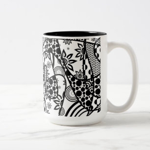 Tasse 2 Couleurs Patchwork motif noir et blanc 03