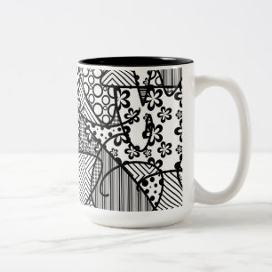 Tasse 2 Couleurs Patchwork Motif noir et blanc 04