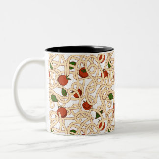Tasse 2 Couleurs Pâtes de spaghetti Cuisine italienne avec tomate
