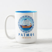 Tasse 2 Couleurs Patmos, Grèce Design de navires grecs (Gauche)