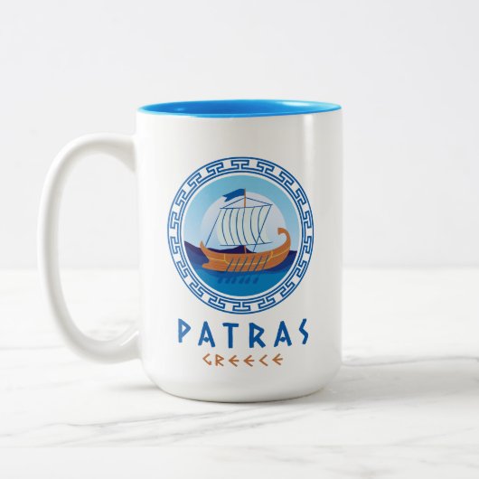 Tasse 2 Couleurs Patras, Grèce Conception de navire grec (Gauche)