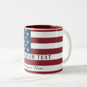 Tasse 2 Couleurs Patriotic US Flag Custom Text Name (Devant droit)