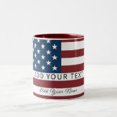 Tasse 2 Couleurs Patriotic US Flag Custom Text Name (Centre)