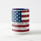 Tasse 2 Couleurs Patriotic US Flag Custom Text Name (Centre)