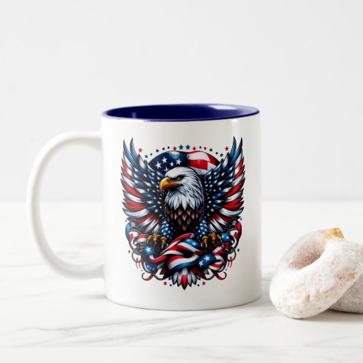 Tasse 2 Couleurs Patriotique (Avec donut)