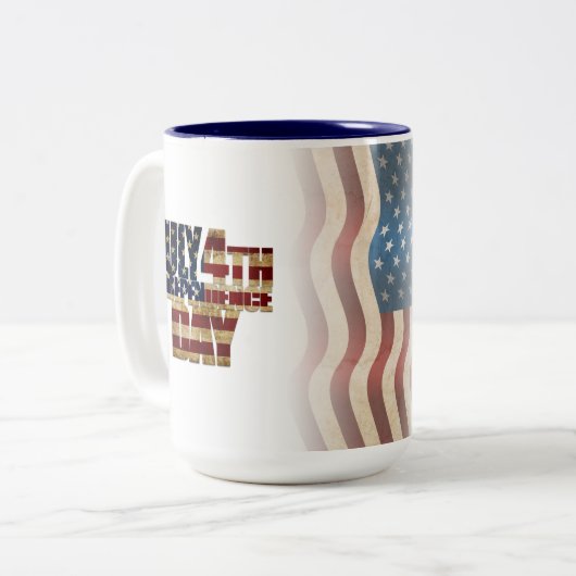 Tasse 2 Couleurs Patriotique Juillet 4 (Devant gauche)