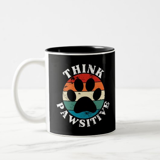 Tasse 2 Couleurs Patte de chien pense positif (Gauche)