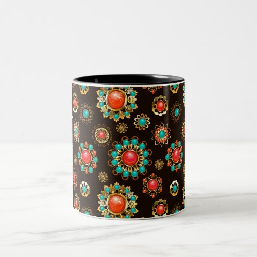 Tasse 2 Couleurs Pattern de Ethnic Brooches Seamless (Centre)