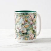 Tasse 2 Couleurs Pattern Elegant Magnolia Flowers (Devant droit)