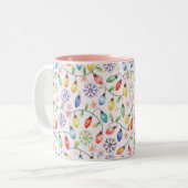 Tasse 2 Couleurs Pattern Retro Christmas Lights (Devant gauche)