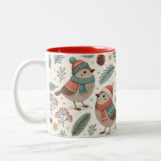 Tasse 2 Couleurs Pattern Scandinavian Christmas Birds (Gauche)
