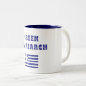 Tasse 2 Couleurs Pavillon grec Patriarche Grèce Marine Bleu Blanc (Devant droit)