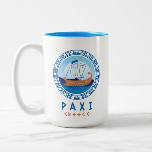 Tasse 2 Couleurs Paxi, Grèce Conception de navires grecs (Gauche)