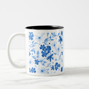 Tasse 2 Couleurs Pays Bleu Fleurs sauvages Floral