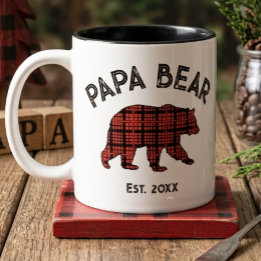 Tasse 2 Couleurs Pays Carreaux Papa Ours Père Année de Fondation