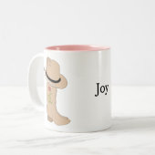 Tasse 2 Couleurs Pays Casquette beige et Bottes avec Fleur (Devant gauche)