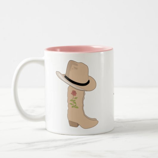 Tasse 2 Couleurs Pays Casquette beige et Bottes avec Fleur (Gauche)