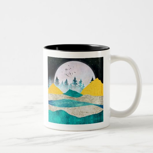 Tasse 2 Couleurs Paysage de lever de superlune (Droit)