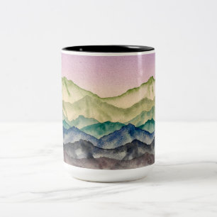 Tasse 2 Couleurs Paysage de montagne lumineux de ciel rose