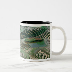 Tasse 2 Couleurs Paysage de rizières en terrasse dans la montagne,