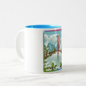 Tasse 2 Couleurs Paysage de ski dessin animé (Devant gauche)