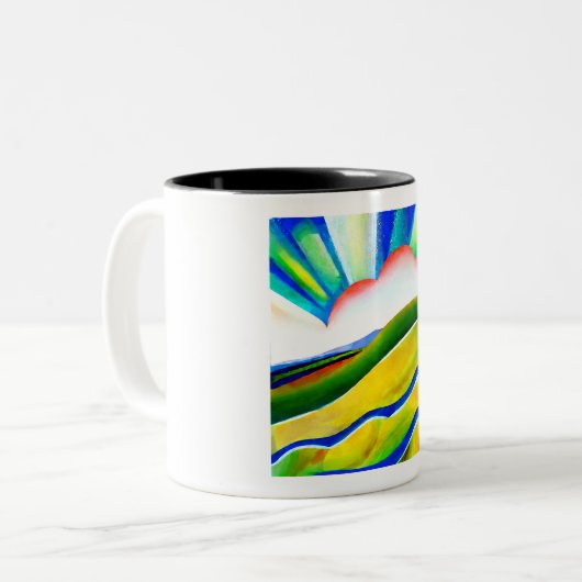 Tasse 2 Couleurs Paysage de Sunburst Rainbow (Devant gauche)
