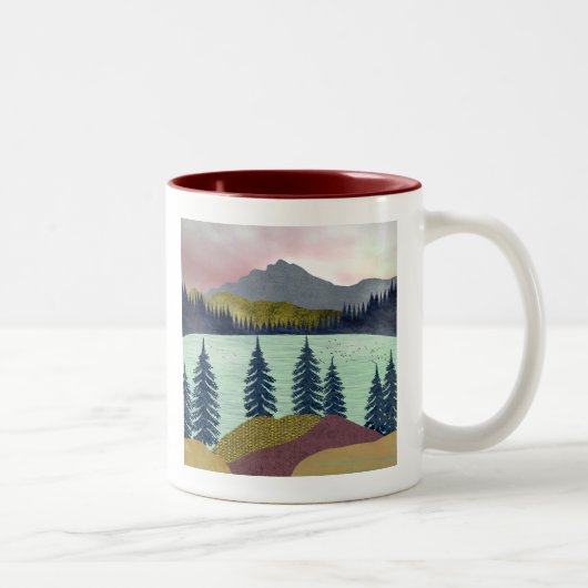 Tasse 2 Couleurs Paysage du lac Red Sky (Droit)