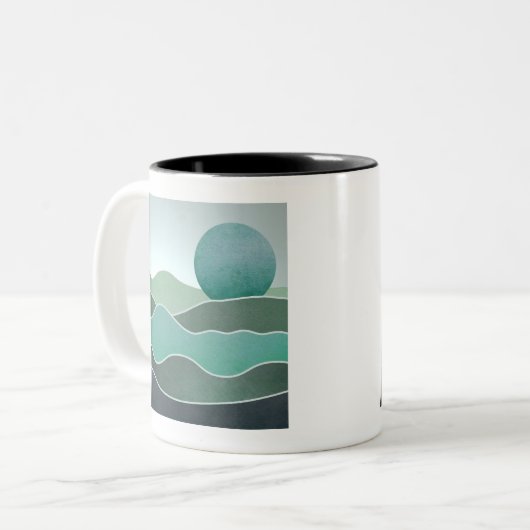 Tasse 2 Couleurs Paysage du monde Turquoise (Devant gauche)