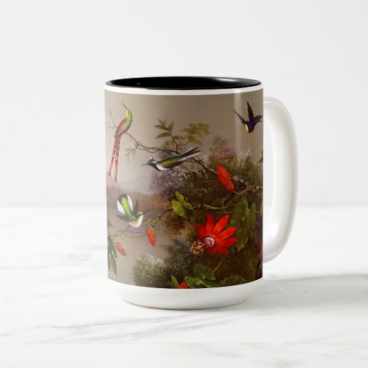 Tasse 2 Couleurs Paysage tropical avec dix colibris (Devant droit)