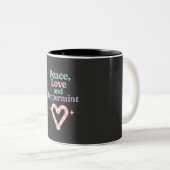Tasse 2 Couleurs Peace, Love and Peppermint (Devant droit)
