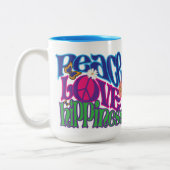 Tasse 2 Couleurs Peace Love Hippiiness 15oz (Gauche)
