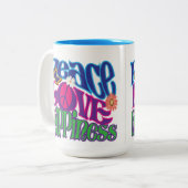 Tasse 2 Couleurs Peace Love Hippiiness 15oz (Devant gauche)
