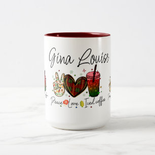 Tasse 2 Couleurs Peace Love Iced Coffee Design amusant