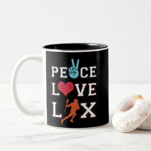 Tasse 2 Couleurs Peace Love Lax Jeune Lacrosse Coeur