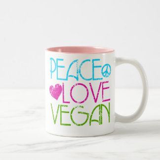 Tasse 2 Couleurs . Peace.Love.Vegan.