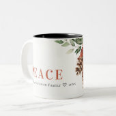 Tasse 2 Couleurs Peace Poinsettia Bund'aquarelle Pine Noël (Devant gauche)