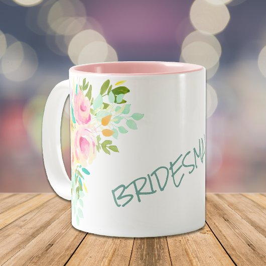Tasse 2 Couleurs Peach Pink Roses Bridesmaid Mariage