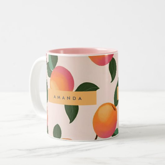 Tasse 2 Couleurs Peachs Motifs de pêche personnalisés (Devant gauche)