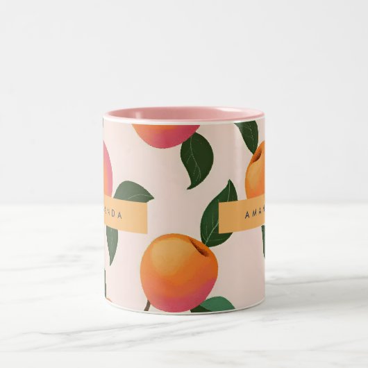 Tasse 2 Couleurs Peachs Motifs de pêche personnalisés (Centre)
