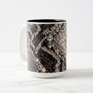 Tasse 2 Couleurs Peau de serpent cristal argent Luxe