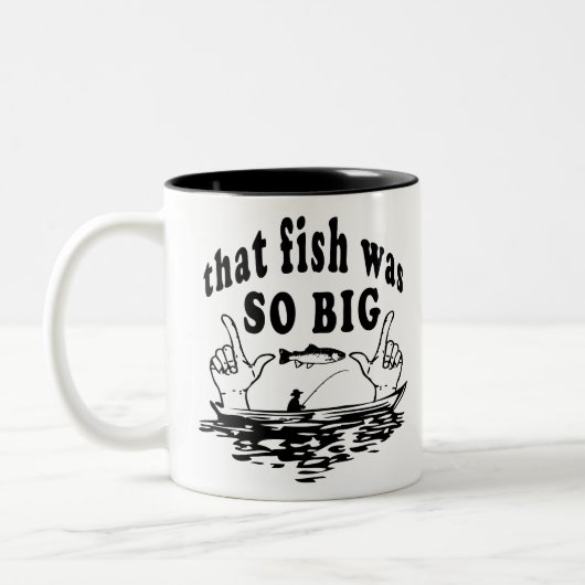 Tasse 2 Couleurs Pêche de poisson bande dessinée pêcheur drôle (Gauche)