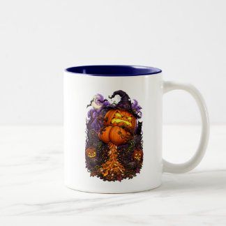 Tasse 2 Couleurs Pêche drôle et citrouille qui fait caca Halloween