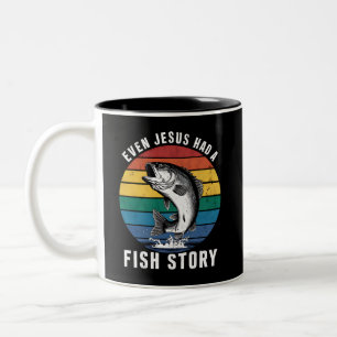 Tasse 2 Couleurs Pêche Même Jésus avait une histoire de poisson Bas