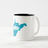 Tasse 2 Couleurs Pêche par vagues en Virginie occidentale (Devant droit)