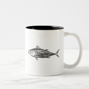 Tasse 2 Couleurs Pêche personnalisée par poissons vintages de tho