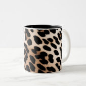 Tasse 2 Couleurs Pêcher Crème noire Leopard animal (Devant droit)
