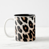 Tasse 2 Couleurs Pêcher Crème noire Leopard animal (Gauche)
